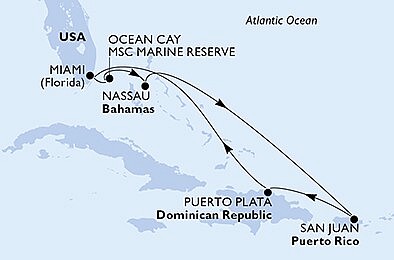 USA, Bahamy, Dominikánská republika z Miami na lodi MSC Seaside, plavba s bonusem