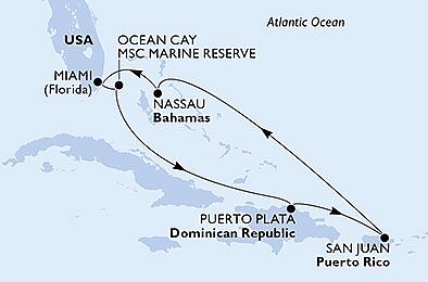 USA, Bahamy, Dominikánská republika z Miami na lodi MSC Seaside