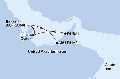 Spojené arabské emiráty, Katar, Bahrajn z Dubaje na lodi MSC Euribia, plavba s bonusem