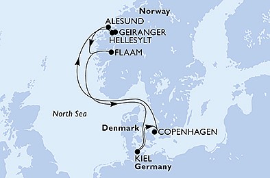 Německo, Dánsko, Norsko z Kielu na lodi MSC Euribia, plavba s bonusem