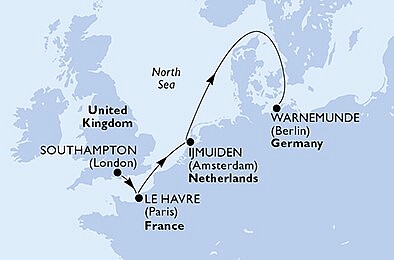 Velká Británie, Francie, Nizozemsko, Německo ze Southamptonu na lodi MSC Poesia, plavba s bonusem