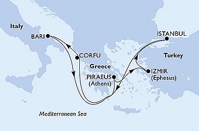Řecko, Turecko, Itálie z Pirea na lodi MSC Sinfonia, plavba s bonusem