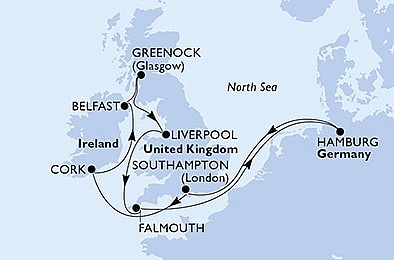 Německo, Velká Británie, Irsko z Hamburku na lodi MSC Preziosa, plavba s bonusem