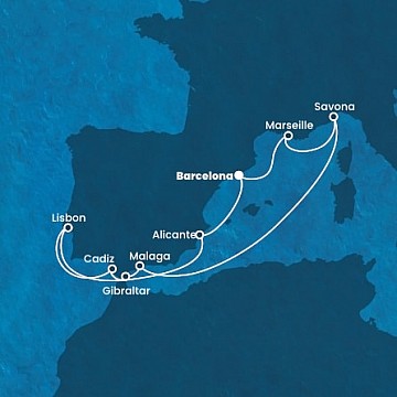 Španělsko, Francie, Itálie, Velká Británie, Portugalsko z Barcelony na lodi Costa Fascinosa