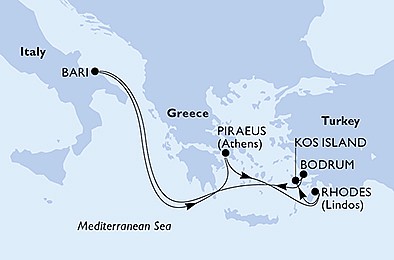 Itálie, Řecko, Turecko z Bari na lodi MSC Sinfonia, plavba s bonusem
