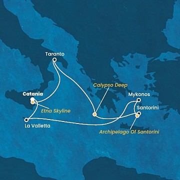Itálie, , Řecko, Malta z Katánie na lodi Costa Fascinosa