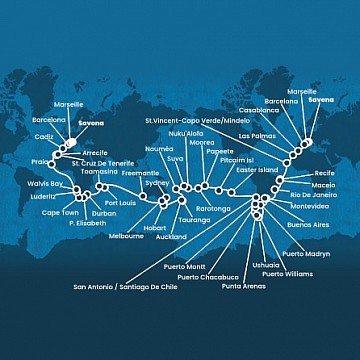 Itálie, Francie, Španělsko, Maroko, Kapverdy, Brazílie, Uruguay, Argentina, ... ze Savony na lodi Costa Deliziosa