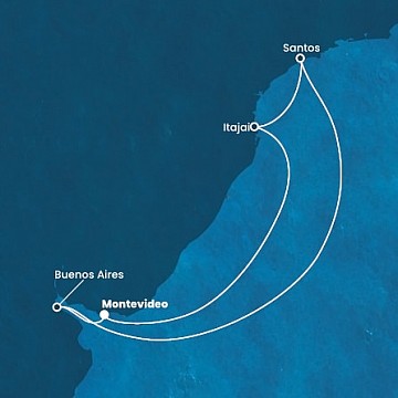 Uruguay, Argentina, Brazílie z Montevidea na lodi Costa Diadema