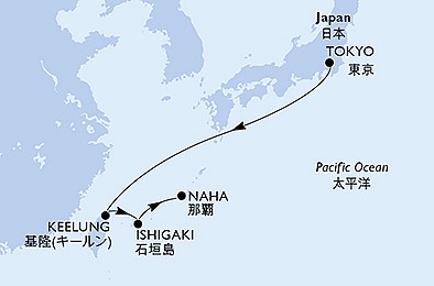 Japonsko, Tchaj-wan z Tokia na lodi MSC Bellissima