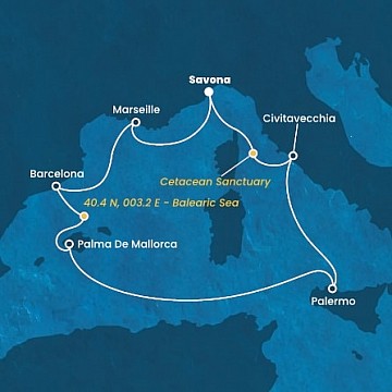 Itálie, Francie, Španělsko,  ze Savony na lodi Costa Toscana