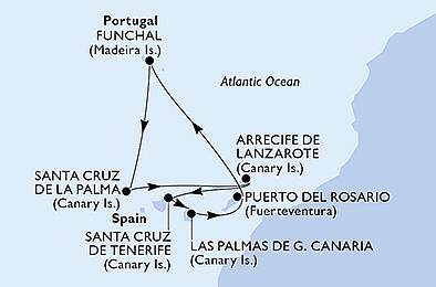 Španělsko, Portugalsko z Las Palmas na lodi MSC Opera, plavba s bonusem
