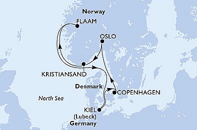 Německo, Dánsko, Norsko z Kielu na lodi MSC Grandiosa