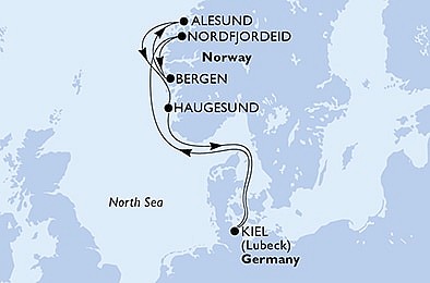 Německo, Norsko z Kielu na lodi MSC Preziosa