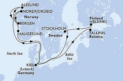 Finsko, Švédsko, Německo, Norsko, Estonsko z Helsinek na lodi MSC Preziosa