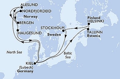 Německo, Norsko, Estonsko, Finsko, Švédsko z Kielu na lodi MSC Preziosa, plavba s bonusem