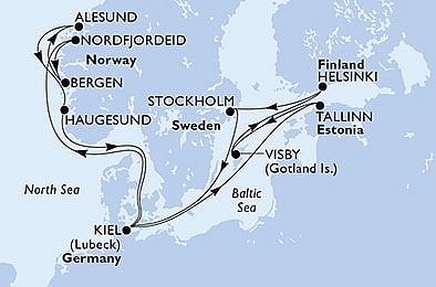 Německo, Estonsko, Švédsko, Finsko, Norsko z Kielu na lodi MSC Preziosa, plavba s bonusem