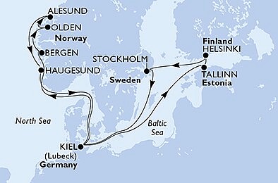Německo, Estonsko, Finsko, Švédsko, Norsko z Kielu na lodi MSC Preziosa, plavba s bonusem