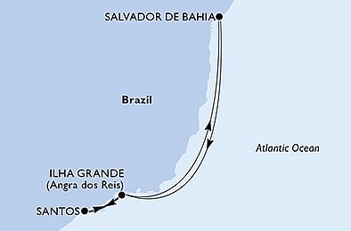 Brazílie ze Salvadoru na lodi MSC Seashore
