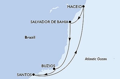 Brazílie z Maceia na lodi MSC Seashore