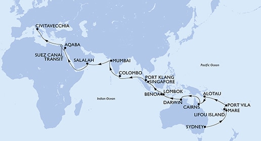 Austrálie, Společenství sui-generis Francie, Nová Kaledonie, Vanuatská republika, ... ze Sydney na lodi MSC Magnifica, plavba s bonusem
