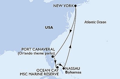 USA - Východní pobřeží, USA, Bahamy z New Yorku na lodi MSC Meraviglia