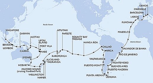 Itálie, Francie, Španělsko, Portugalsko, Kapverdy, Brazílie, Argentina, Uruguay, … z Janova na lodi MSC Magnifica, plavba s bonusem