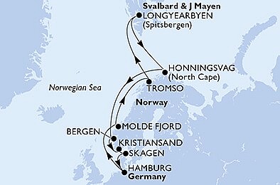 Německo, Norsko, Dánsko z Hamburku na lodi MSC Preziosa