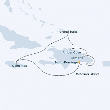 Dominikánská republika, Jamajka, Zámořské území Velké Británie ze Santo Dominga na lodi Costa Pacifica