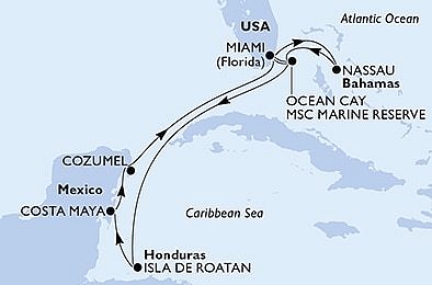 USA, Bahamy, Honduras, Mexiko z Miami na lodi MSC Divina, plavba s bonusem