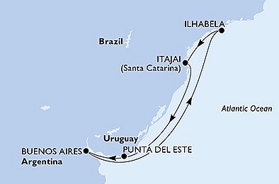 Argentina, Brazílie, Uruguay z Buenos Aires na lodi MSC Armonia
