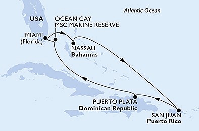 USA, Bahamy, Dominikánská republika z Miami na lodi MSC Seascape, plavba s bonusem