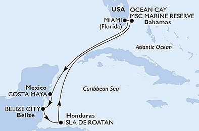 USA, Mexiko, Belize, Honduras, Bahamy z Miami na lodi MSC Divina, plavba s bonusem
