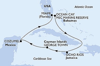 USA, Bahamy, Jamajka, Kajmanské ostrovy, Mexiko z Miami na lodi MSC Seascape, plavba s bonusem