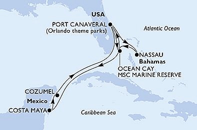 USA, Bahamy, Mexiko z Port Canaveralu na lodi MSC Meraviglia, plavba s bonusem