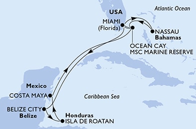 USA, Bahamy, Belize, Honduras, Mexiko z Miami na lodi MSC Divina, plavba s bonusem