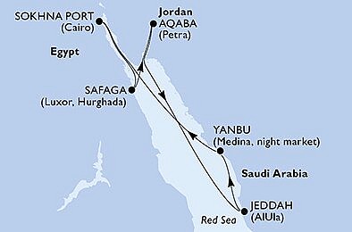 Saúdská Arábie, Egypt, Jordánsko na lodi MSC Splendida, plavba s bonusem