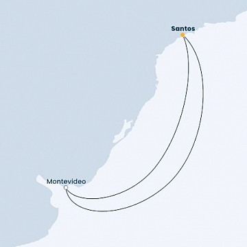 Brazílie, Uruguay ze Santosu na lodi Costa Favolosa