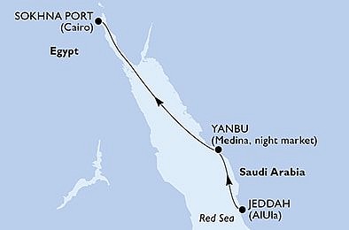 Saúdská Arábie, Egypt na lodi MSC Splendida