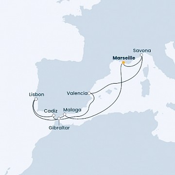 Francie, Španělsko, Portugalsko, Velká Británie, Itálie z Marseille na lodi Costa Fascinosa