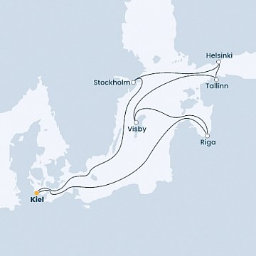 Německo, Švédsko, Finsko, Estonsko, Lotyšsko z Kielu na lodi Costa Fascinosa