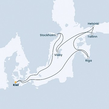 Německo, Švédsko, Estonsko, Finsko, Lotyšsko z Kielu na lodi Costa Fascinosa