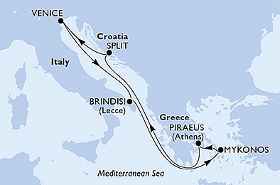 Řecko, Chorvatsko, Itálie z Pireu na lodi MSC Sinfonia, plavba s bonusem