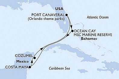 USA, Bahamy, Mexiko z Port Canaveralu na lodi MSC Seaside, plavba s bonusem