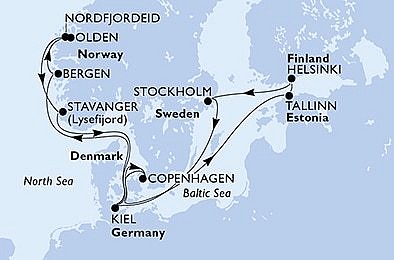 Německo, Dánsko, Estonsko, Finsko, Švédsko, Norsko z Kielu na lodi MSC Fantasia, plavba s bonusem