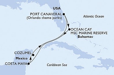 USA, Bahamy, Mexiko z Port Canaveralu na lodi MSC Seashore, plavba s bonusem