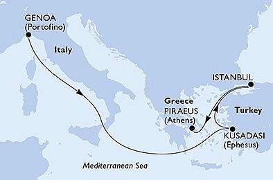 Itálie, Turecko, Řecko z Janova na lodi MSC Poesia, plavba s bonusem