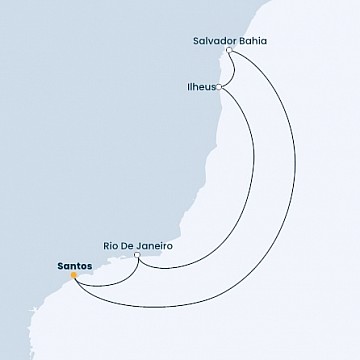 Brazílie ze Santosu na lodi Costa Diadema