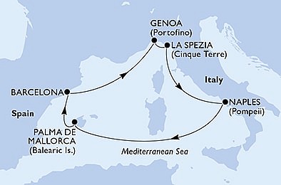 Španělsko, Itálie z Barcelony na lodi MSC Fantasia, plavba s bonusem