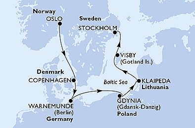 Norsko, Dánsko, Německo, Polsko, Litva, Švédsko z Osla na lodi MSC Poesia, plavba s bonusem