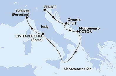Obeplutí Apeninského poloostrova na MSC Lirica, plavba s českým průvodcem